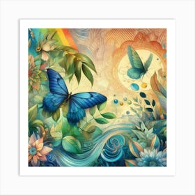 Butterflies And Flowers Art Print