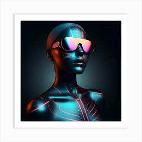 Futuristic Woman In Sunglasses Art Print