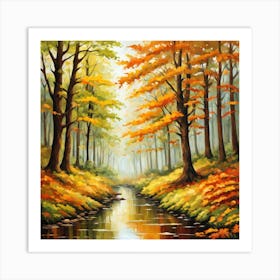 Forest In Autumn In Minimalist Style Square Composition 229 Art Print