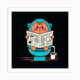 Cat Reading Newspaper 7 Art Print