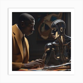 Man And A Robot Art Print