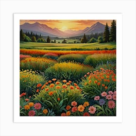 Sunset In The Meadow 16 Art Print