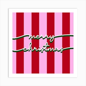 Merry Christmas Holiday Candy Stripes Art Print