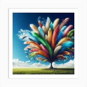 Colorful Feather Tree 1 Art Print