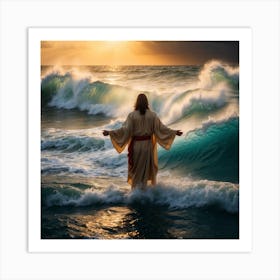 Jesus In The Ocean Art Print