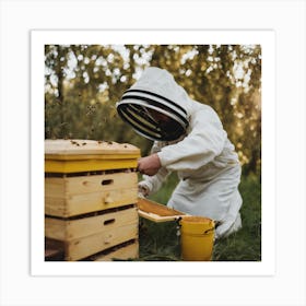 Beekeeper Inspecting Hive 3 Art Print