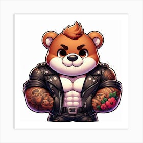 Teddy Bear With Muscles & Tattoo Art Print