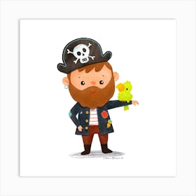 Pirate Boy With Parrot Art Print