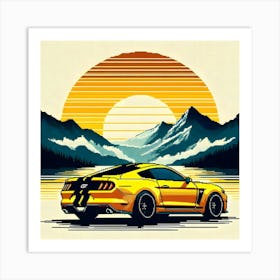 Ford Mustang Pixel Art Art Print