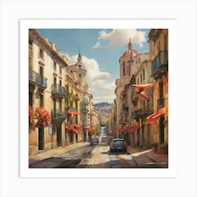 Street Scene In Barcelona art print Art Print