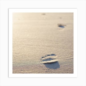 The Footprint In The Sand At The Beach Square Art Print