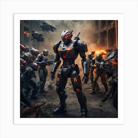 Futuristic Robot War Art Print