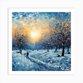 Winter Park At Sunset Art Print