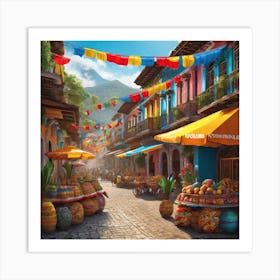 Street Market In Guatemala Art Print