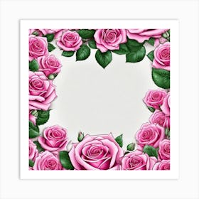 Pink Roses Frame 3 Art Print