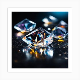 Diamonds On A Black Background Art Print