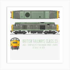 British Railways Class 23 Baby Deltic Locomotive Diagram Art Print