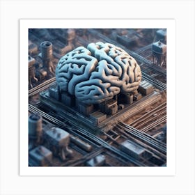 Brain On Top Of City Art Print