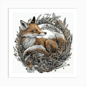 Fox In A Wreath Art Print