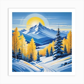 Snowy Mountain Scene Art Print