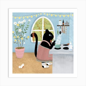 Cat In The Kitchen Art Print