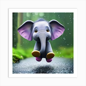 Elephant In The Rain 2 Art Print