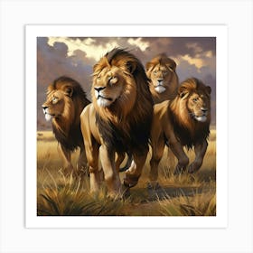 Lions In The Grass Art Print