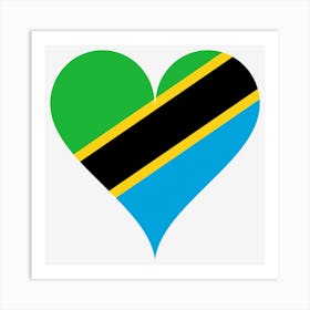 Heart Love Tanzania East Africa Heart Shaped Flag Art Print