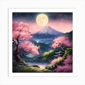 Japanese Sakura In Mountain 4 Art Print