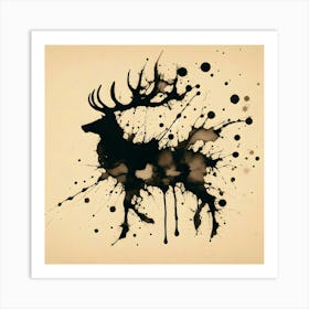 Deer Splatter Painting Art Print