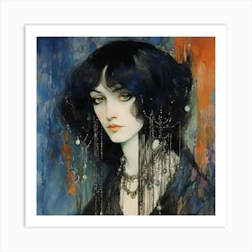 Woman With Black Hair Art Print