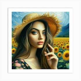 Sunflower Girl Art Print