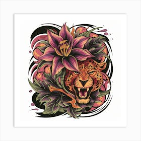 Leopard And Lily Art Print