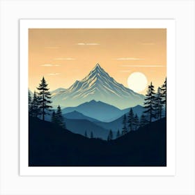 Firefly Serene Mountain Silhouette In A Vast Wilderness Landscape 37288 (2) Art Print