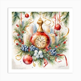 Christmas Clock Art Print