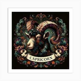 Capricorn Zodiac Sign, Earth Element, The Goat  Art Print