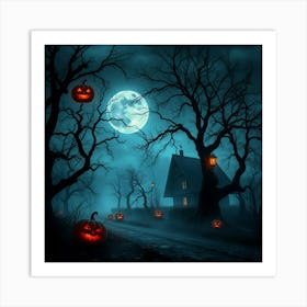 Halloween Pumpkins On The Road Art Print