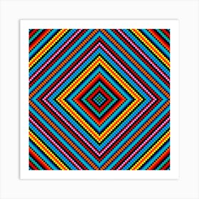 Simple Rainbow Chakra Mandala - Colorful - Romb - Folk Geometry Ornament - Black Art Print