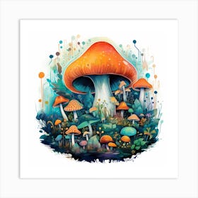 Mushrooms In The Forest 62 Art Print