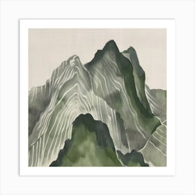 Japanese Watercolour Of Mount Norikura 3 Art Print