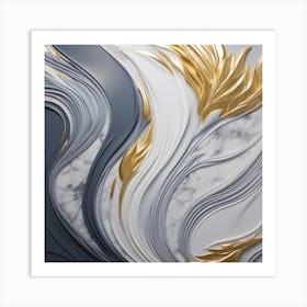 Abstract Gold And White Painting Art Print