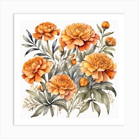 African Marigold flowers 1 Art Print