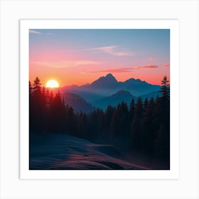 Sunset In The Mountains 53 Art Print