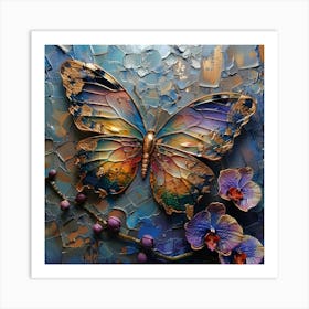 Butterfly With Orchids 5 Art Print