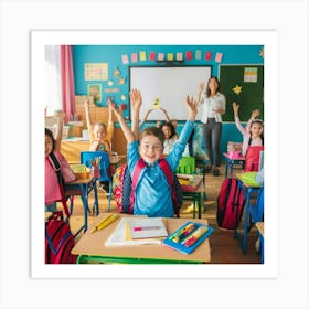 Children In Classroom Art Print