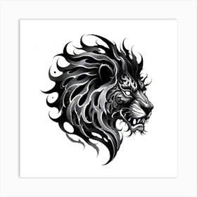 Lion Head Tattoo 11 Art Print