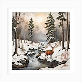 Deer In The Woods Art Print