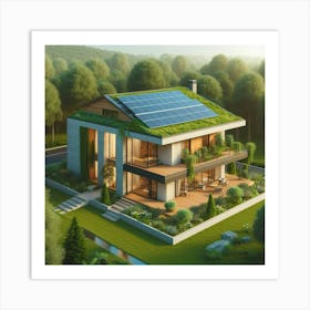 Green House With Solar Panels Art Print