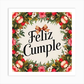 Feliz cumple and Feliz cumpleaños sign means Happy Birthday in Spanish language, Birthday party celebration gift with birthday cake candle colorful balloons best congratulation over light backgroundFeliz Cumple 15 Art Print