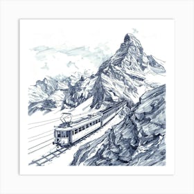 A Jungfraujoch In Switzerland Hand Drawn Sketch 1 Art Print